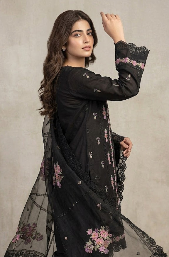 3PC chicken Kari with khadi net dupatta