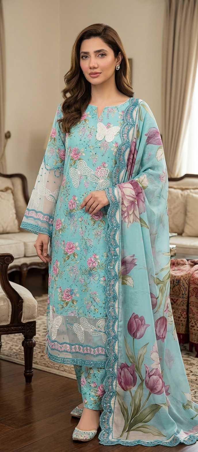 3pc Butterfly sky blue