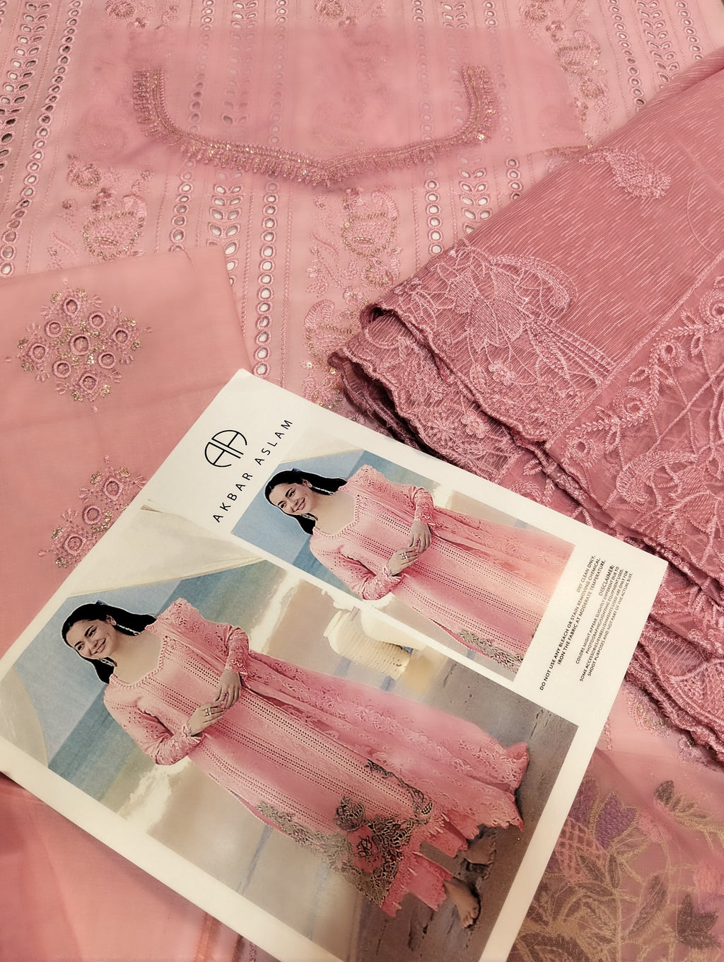3PC LUXURY CHICKEN KARI PINK LAWN