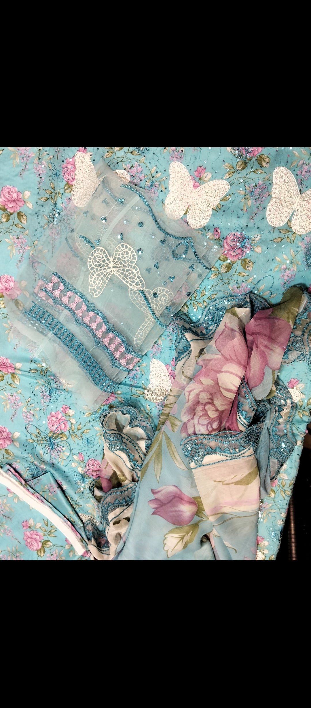 3pc Butterfly sky blue