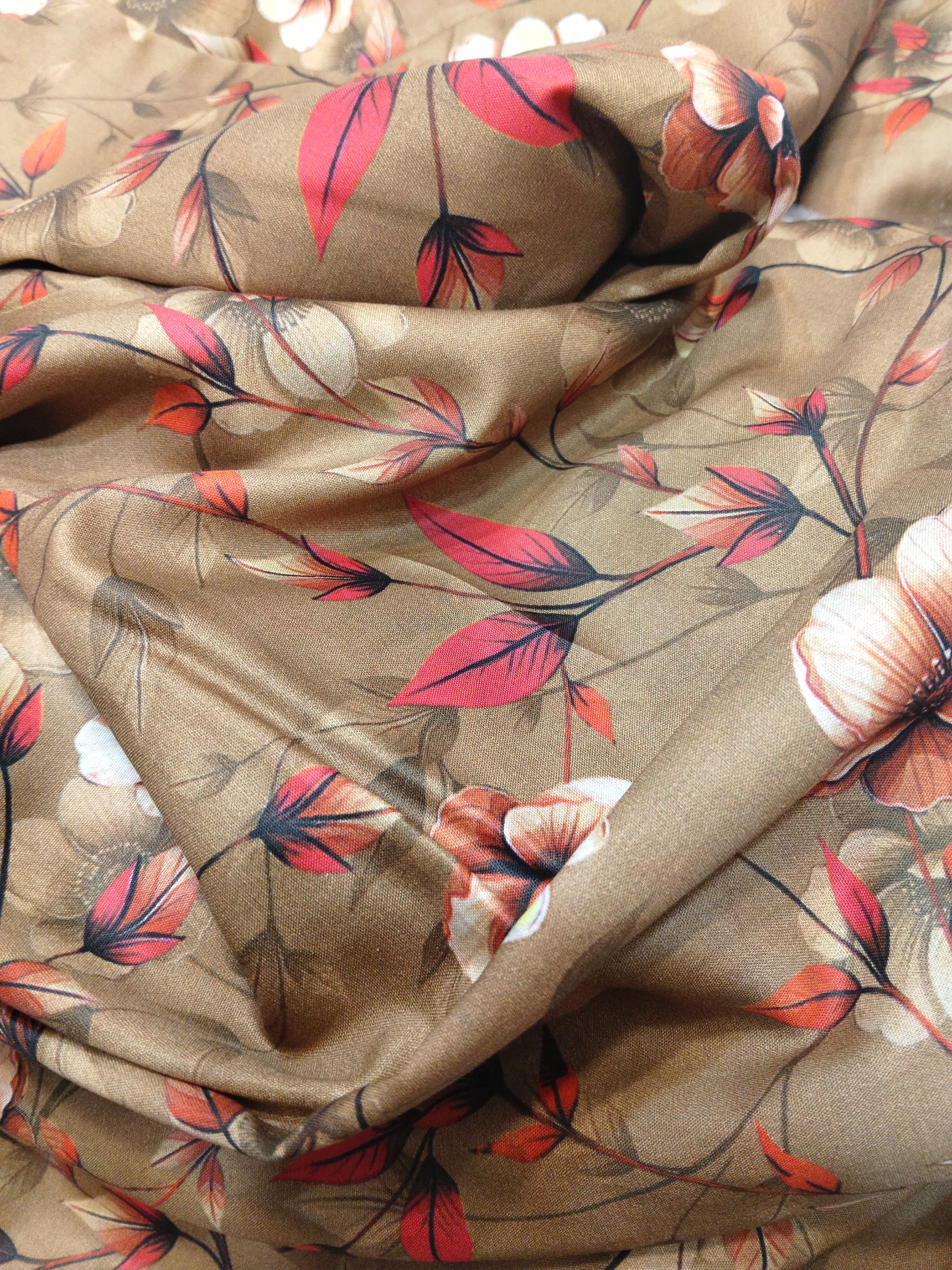 2PC BROWN LAWN ALL OVER TWO PIECE