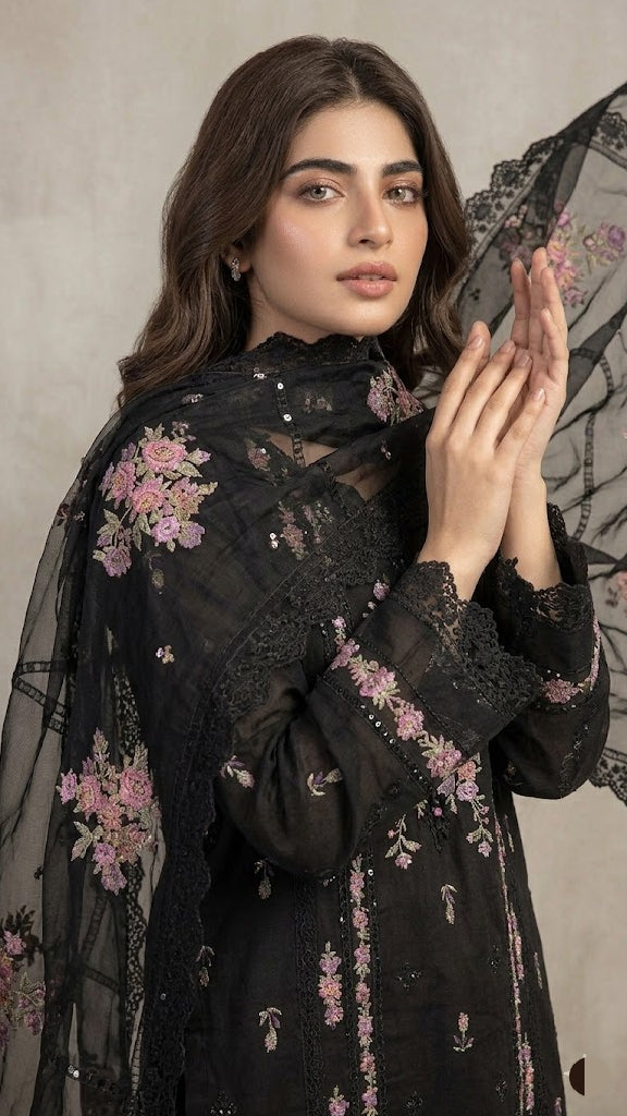 3PC chicken Kari with khadi net dupatta