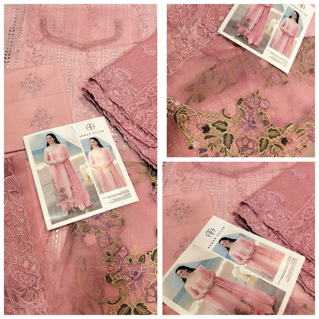 3PC LUXURY CHICKEN KARI PINK LAWN