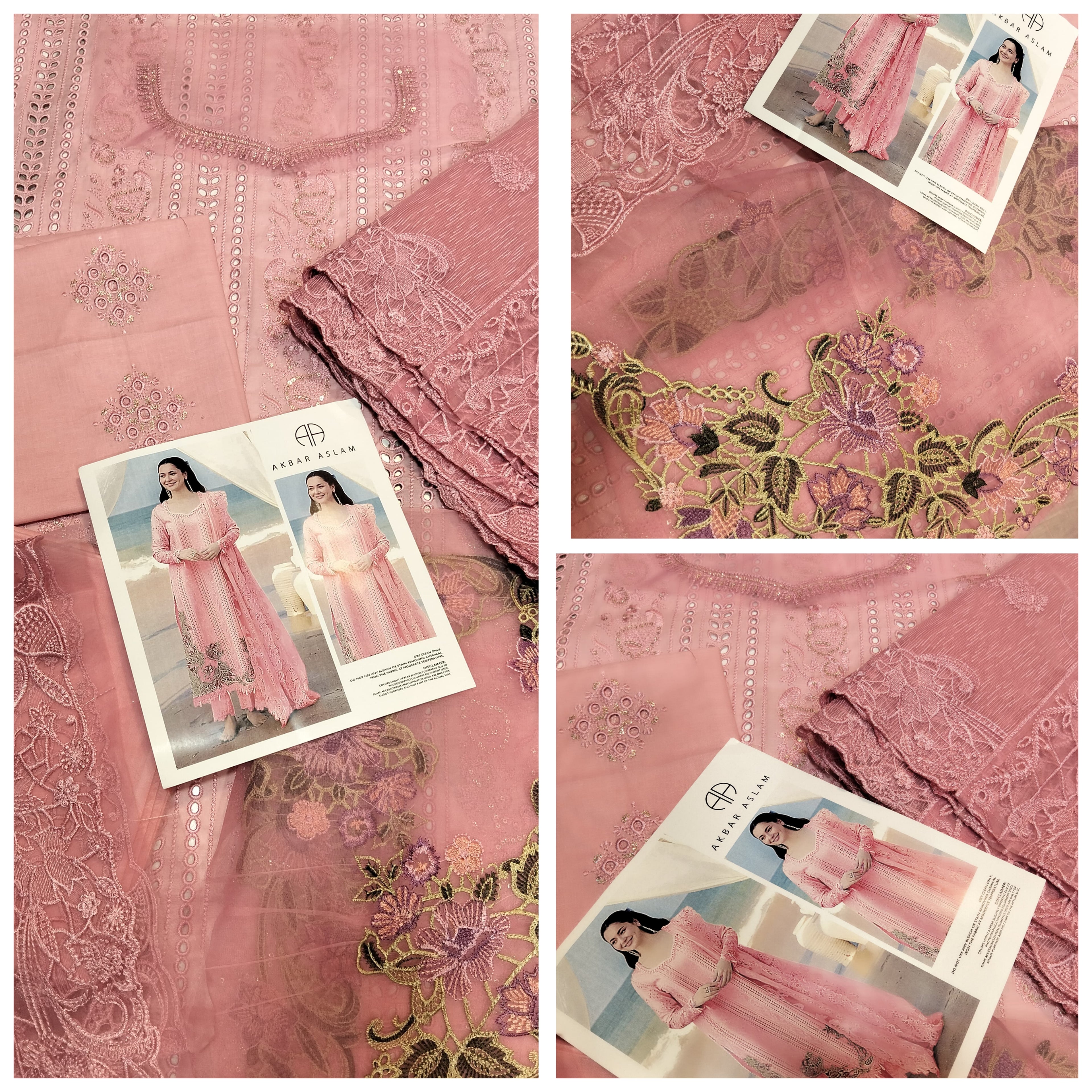 3PC LUXURY CHICKEN KARI PINK LAWN