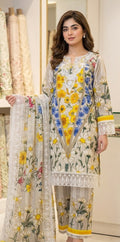 3pc sunflower printed lawn with patches