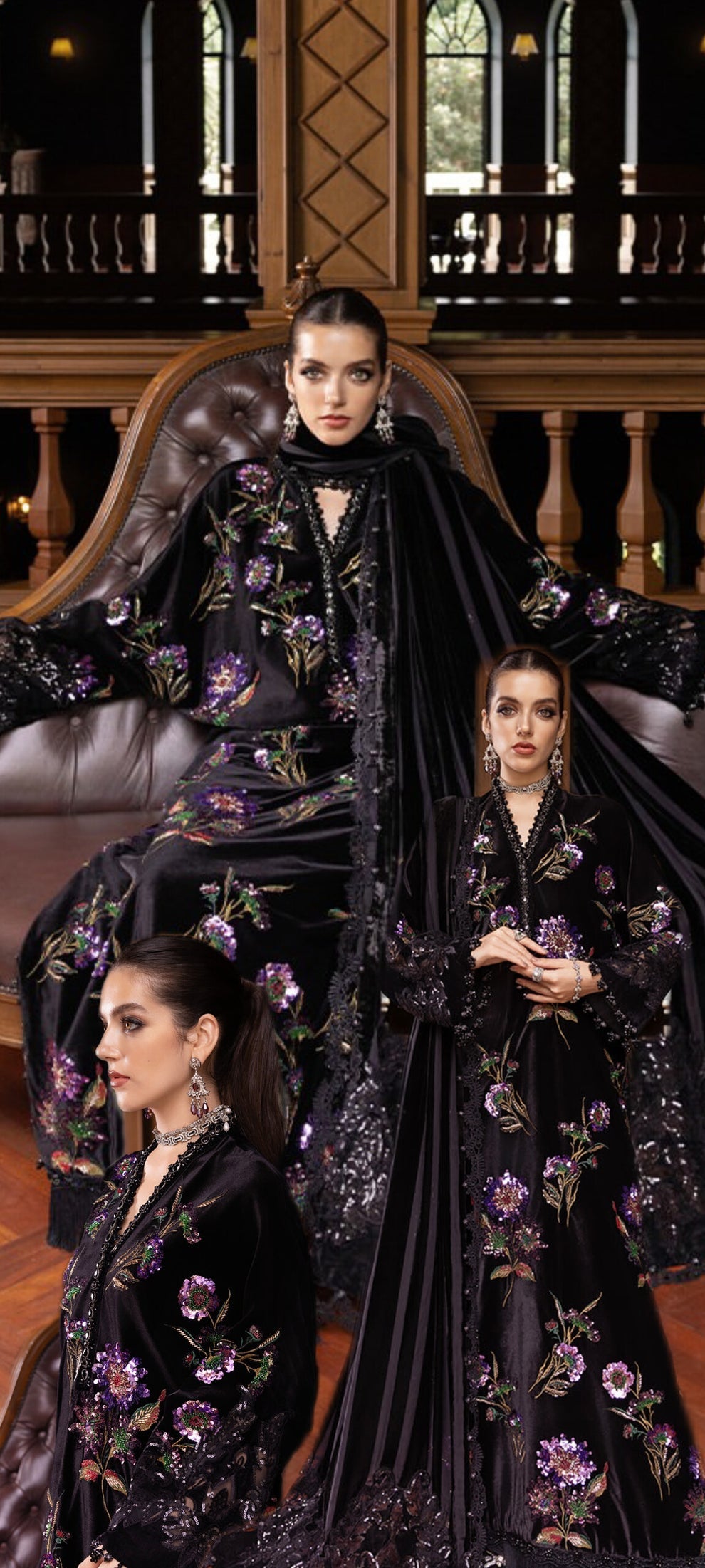 3PC Twin Sequence Black Lawn