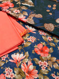 3PC BLUE C PRINTED LWAN LAWN
