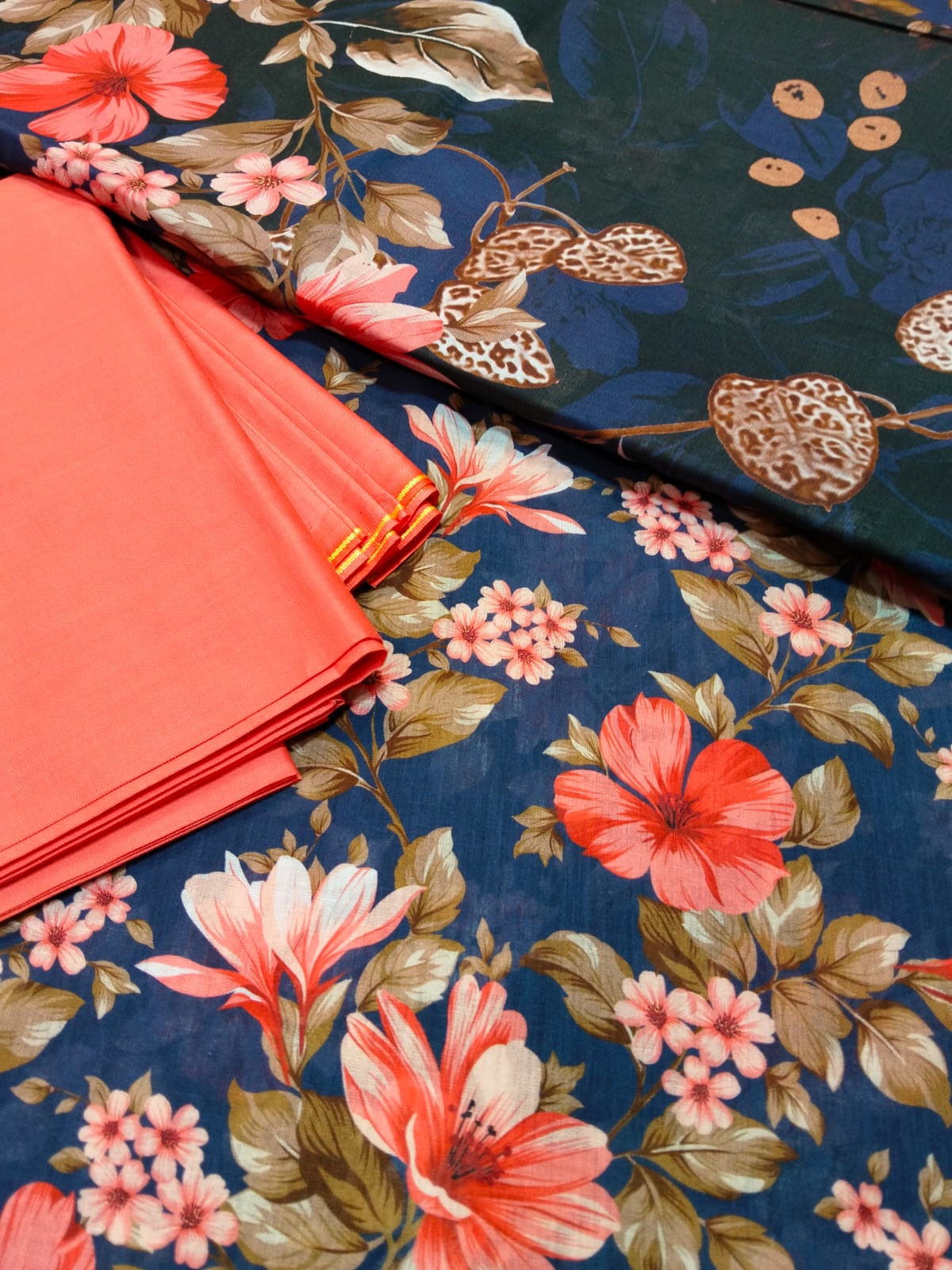 3PC BLUE C PRINTED LWAN LAWN