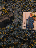 3PC BLUE BUY LAWN NECK EMBROIDERY